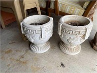 2 Small Concrete Urn Planters
