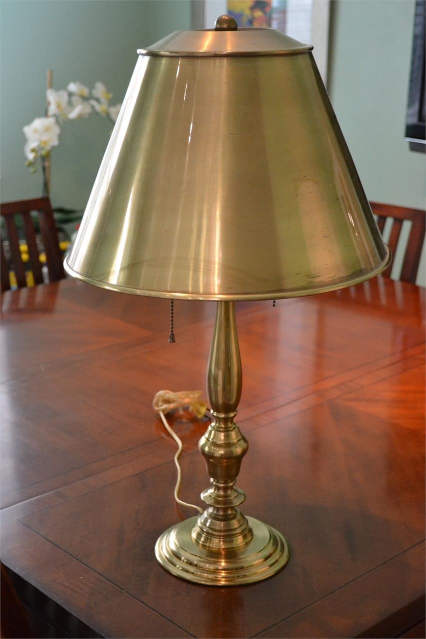 Levenger NYPL Brass Table Lamp with Brass Shade
