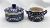 Polish Pottery Sugar & Mini Crock Bowl