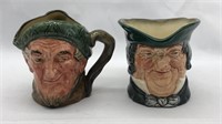 2 Royal Doulton Toby Mugs Small 3in