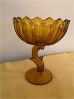Indiana Amber Glass Pedestal Dish