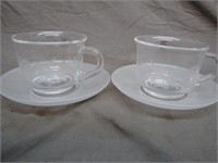 2 Crystal Hummingbird Cups & Saucers