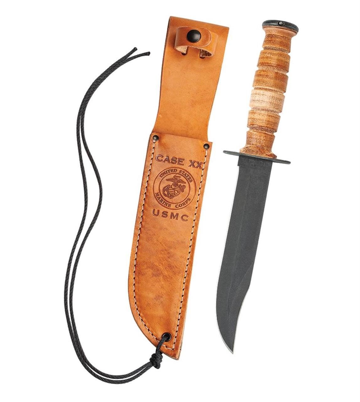 CASE XX Leather USMC® Knife w/ Leather Sheath NEW