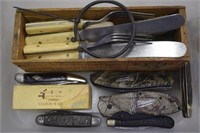 Civil War Bone Handled Officer's Flatware + Knives