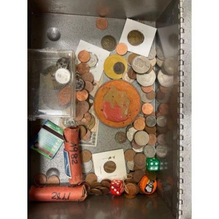Metal Lock Box Filled With Tokens/casino