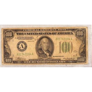 1934 Us $100 Bill Rear Missing Center Detail