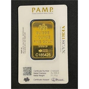 Pamp Suisse 1 Ounce Sealed Gold Bar 999.9