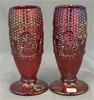 Pair of 1978 HOACGA Good Luck corn vases - red