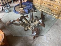 Hand Carved Ironwood Nautical Glass Top Table