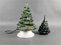 Vintage Ceramic Lighted Tree & Tree Ashtray