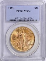 1923 Saint-Gaudens Gold Double Eagle PCGS MS-64
