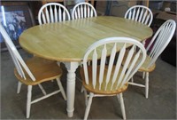 Dining Table 6Ft W/Leaf & 6 Chairs