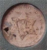 1852 Silver 3 Cent - Holed