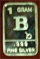 1 Gram .999 Fine Silver Bar