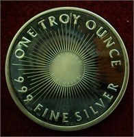 1 Troy Oz. .999 Fine Silver Round:SUNSHINE MINTING