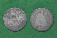 1870 and 1876-CC Seated Liberty Quarters