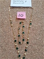 Swarovki Set Crystal Emerald Necklace & Bracelet