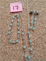 Vtg Czech Pearls Set Necklace-Bracelet-Drop Earr