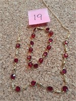 Swarovsky Ruby Red Crystals Set Necklace-Bracelet