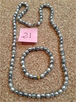 Vtg Faux Baroque Pearls Set Necklace/Bracelet JP