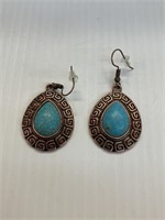 Teardrop truquoise Copper Earrings