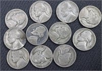 11 Silver War Nickels, 1942-1943