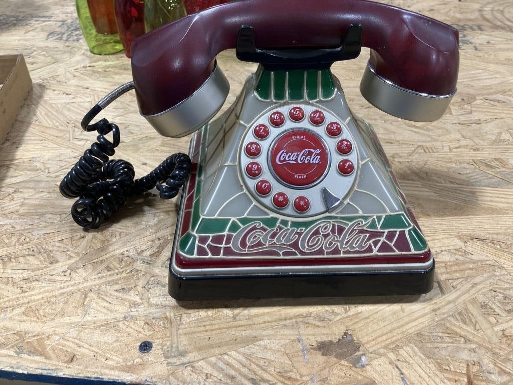 Coca-Cola Stained Glass look phone no power cord
