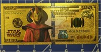 24K gold-plated banknote Star wars Queen Amidala
