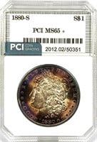 1880-S Morgan Silver Dollar MA-65 + Obv. Toning