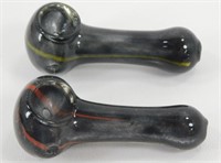 2 Black Smoking Pipes - Glass