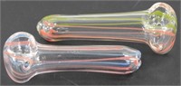 2 Clear Striped Smoking Pipes