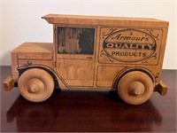 Armour's Quality Products Wooden Truck Coin Bank