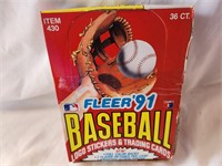 1991 Fleer baseball wax box with 36 packs