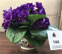 Silk African Violet in a decorative bowl
