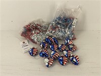 Patriotic Glass Heart Ornaments & Star Necklaces