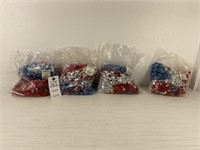 4 Bags Red, Silver, & Blue Star Necklaces