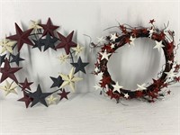 2 Red White and Blue Metal Wreaths