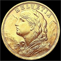 1953 Switzerland .1867oz Gold 20 Francs