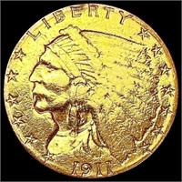 1911 $2.50 Gold Quarter Eagle LIGHTLY CIRCULATED