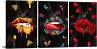 16"x24"x3pcs Fashion Lips Canvas Wall Art