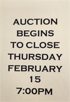 AUCTION BEGINS TO  THURSDAY, FEBRUARY 15, 2024