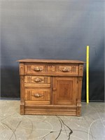 Antique Oak 3 Drawer Wash Stand Cabinet Dove Tail