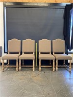 4 High Back Wood & Upholstered Dining Chairs