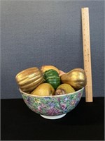 Hand Painted Bowl Full Of Decorative Fruit