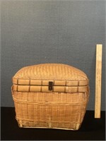 Vintage Wicker & Bamboo Dome Top Basket