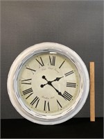 Large White Distressed Metal Clock 24"
