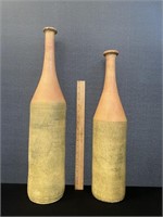 2 Art Ceramic Stoneware Vases
