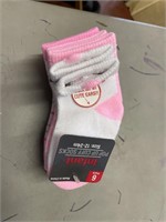 6 pr infant girls po up cuff socks size 12 to 24 m