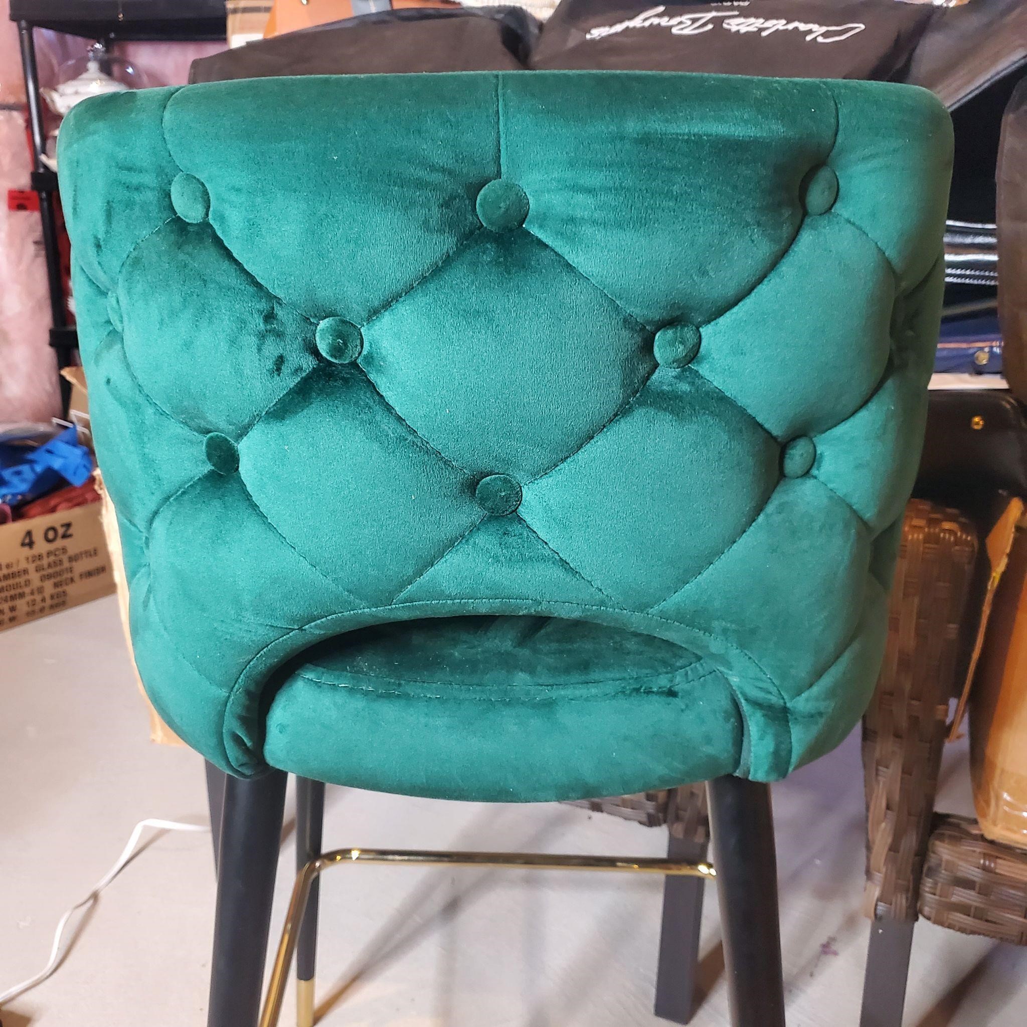 Green Velvet Counter Stools X2