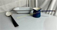 Enamel Ware Small Pan, Spoon & Scoop